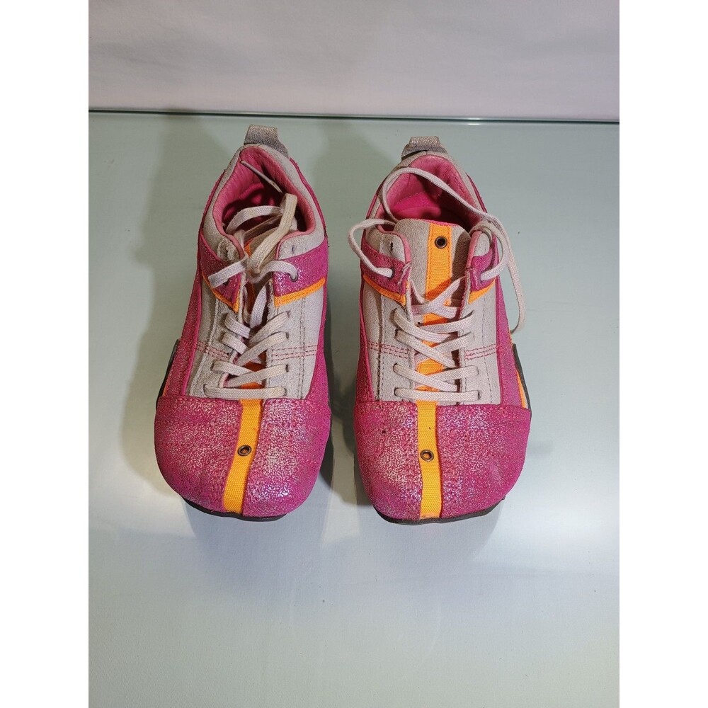 Vintage kids Diesel Pink Leather Sneakers Low Top  Everux Size 1 US, Eur 32